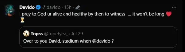Davido replies