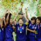 Japan's players celebrate winning the 2011 Fifa Women's World Cup