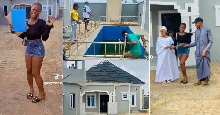 20-year-old girl builds luxury house with swimming pool