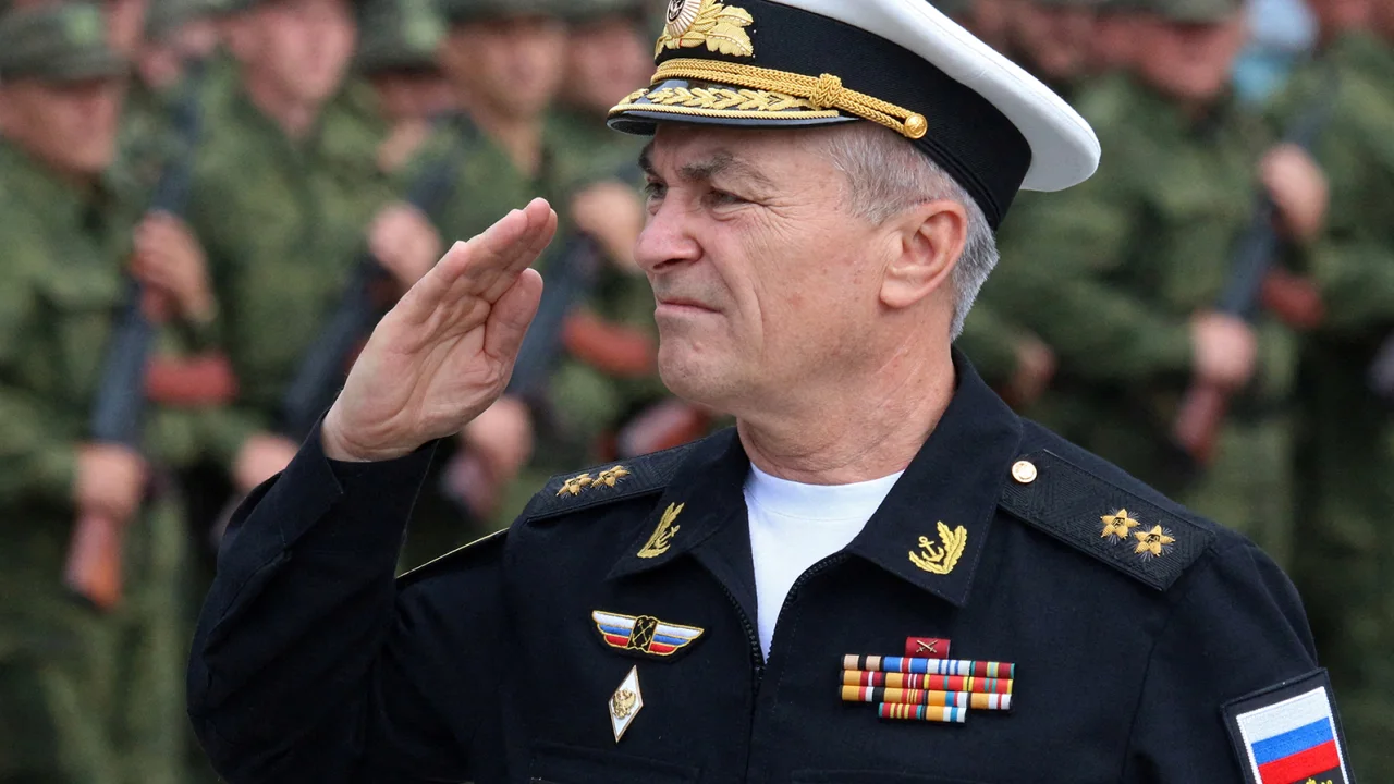Commander of the Russian Black Sea Fleet Vice-Admiral Viktor Sokolov during a send-off ceremony in Sevastopol, Crimea on September 27, 2022.