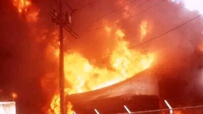 Panic As Gas Tanker Catches Fire In Lagos