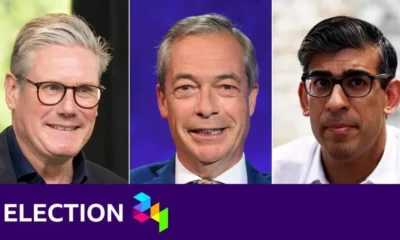 Reuters Starmer, Farage and Sunak composite