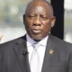 EPA South Africa's Cyril Ramaphosa takes the oath of office for his second term as South African President at the Union Buildings in Pretoria on June 19, 2024.